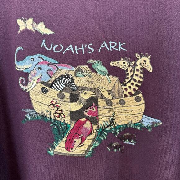 Vintage Lee Nutmeg Noah's Ark Crewneck Sweatshirt 2X Purple - Picture 4 of 10